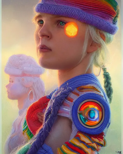 Image similar to human rainbow brite portrait | highly detailed | very intricate | symmetrical | whimsical and magical | soft cinematic lighting | award - winning | closeup portrait | doll | painted by donato giancola and mandy jurgens and charlie bowater | pastel color palette | featured on artstation