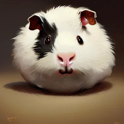 Prompt: a cute stuffed Guinea pig that wipes the kitchen floor with a mop. Detailed digital art by greg rutkowski, Thomas kinkade, Keith Parkinson, artstation, cgsociety, deviantart, 8k, HD