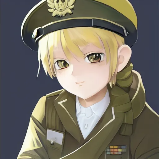 Image similar to beautiful little blonde boy in nazi uniform. made in abyss art style, inspired by kris from deltarrune, cute detailed artwork, anatomically correct, soft details, ilya kuvshinov, reflection, perfect composition, portrait, illumination, digital art, detailed anime soft face, symmetrical face, western comic, illustration, realistic, nazism