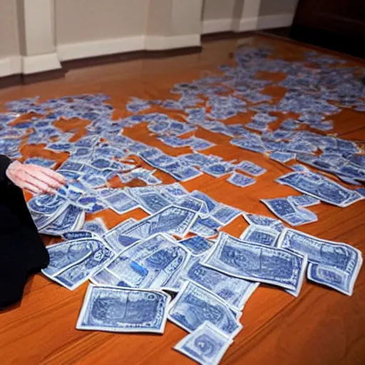 Image similar to nancy pelosi playing with money on the floor wlop