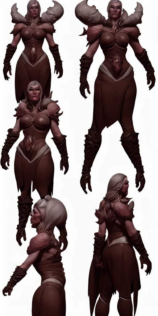 Image similar to stylized muscular heavy female grand inquisitor boss. concept art, character sheet, blizzard, eldenring, screenshot, extremely detailed, insanely detailed, stylized, zbrush, horror, bloodbourne, full body concept