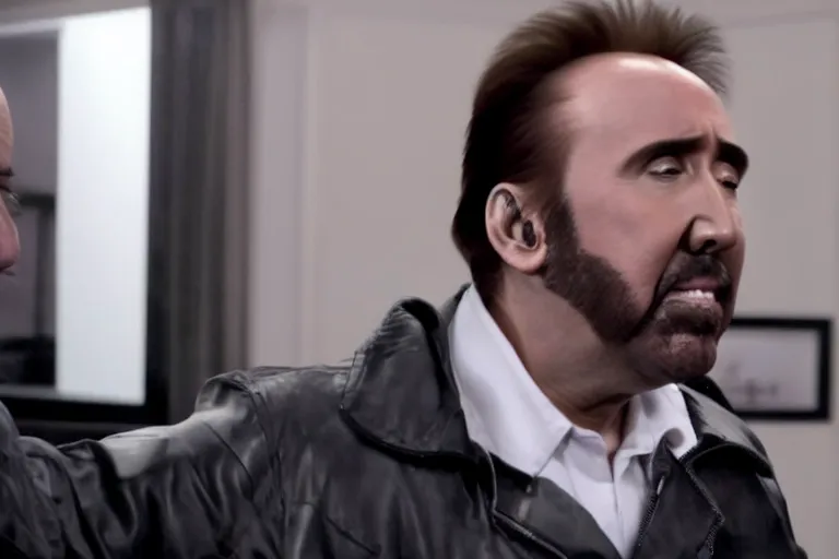 Prompt: Nicolas cage bodycam high resolution still film