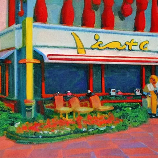 Image similar to aesthetic McDonald’s restaurant, Monet