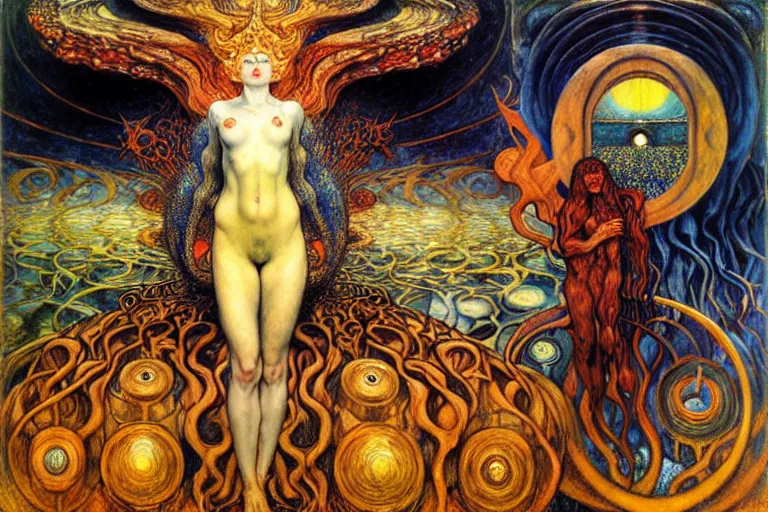 Image similar to Divine Chaos Engine by Karol Bak, Jean Delville, William Blake, Gustav Klimt, and Vincent Van Gogh, symbolist, visionary