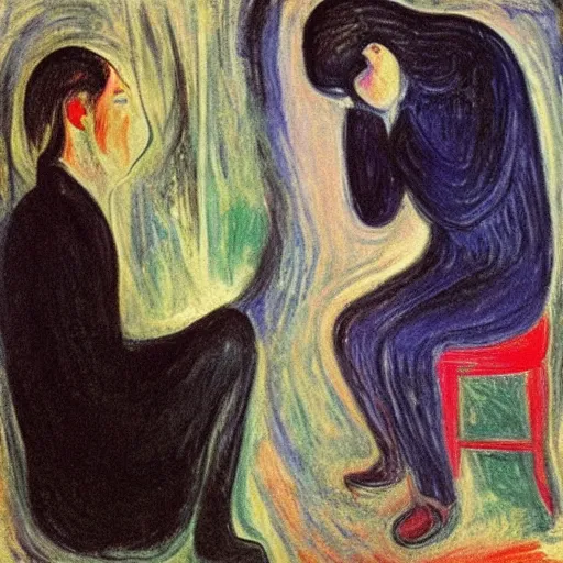 Image similar to a couple in misery and suffering by edvard munch