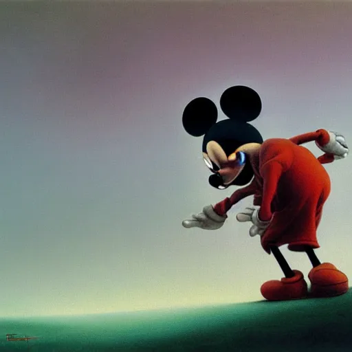 Prompt: mickey mouse painted by zdzisław beksinski