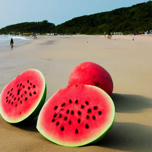 Image similar to fluffy watermelons on the beach