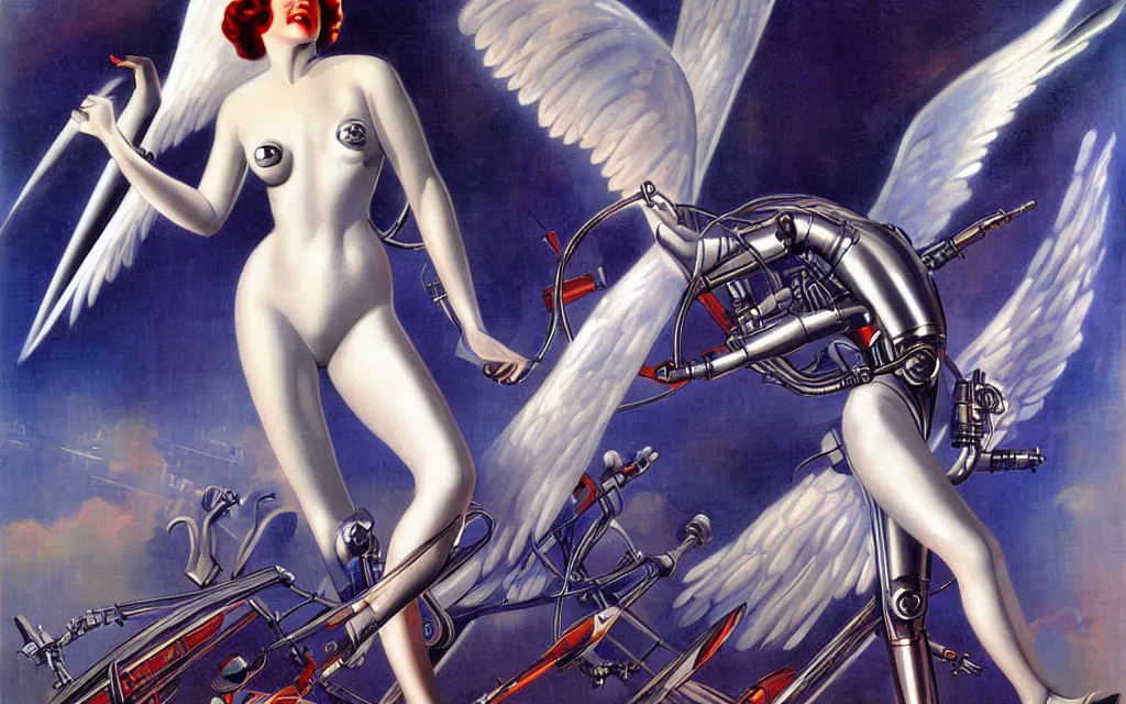 Image similar to futurist cybernetic angel, future perfect, award winning digital art by enoch bolles