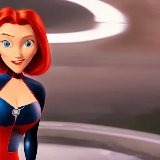 Prompt: cinematic shot of Scarlett Johansson as Elastigirl