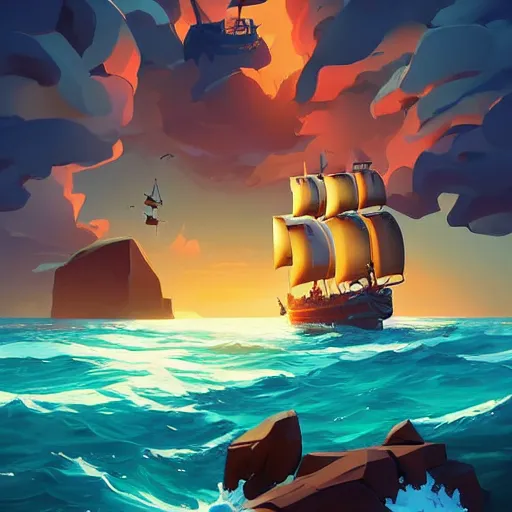 Image similar to painting treasure on sea of thieves game smooth median photoshop filter cutout vector, behance hd by jesper ejsing, by rhads, makoto shinkai and lois van baarle, ilya kuvshinov, rossdraws global illumination