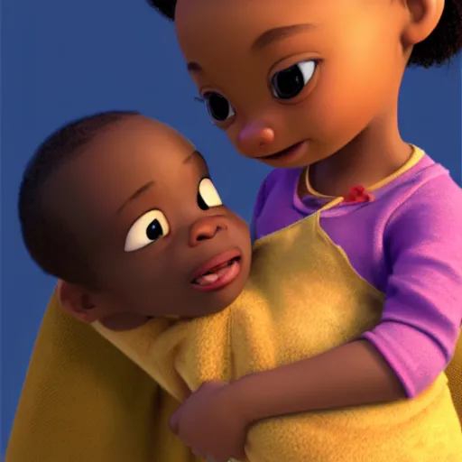 Prompt: holding an african - american baby, award winning art, pixar, 3 d render, unreal engine