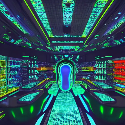 Image similar to alien shop, futuristic, holographic, 8k, sharp focus,