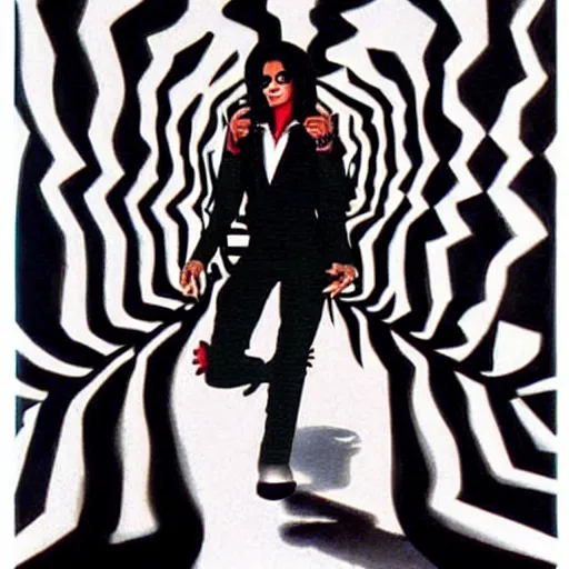 Image similar to Michael Jackson in the style of Escher