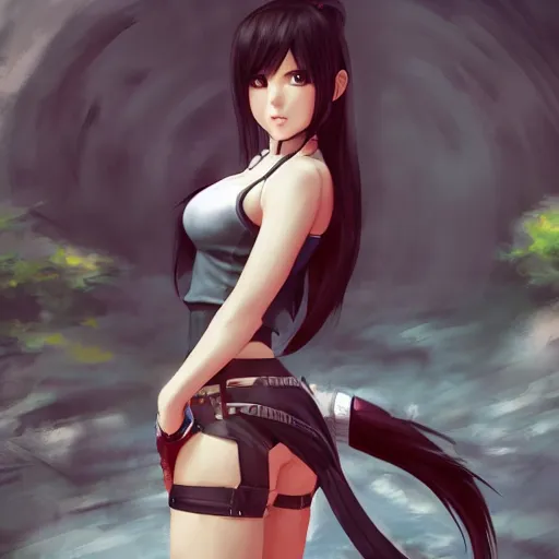 Image similar to alternate outfit of tifa lockhart by WLOP, rossdraws, Logan Cure, Mingchen Shen, BangkuART, sakimichan, yan gisuka, JeonSeok Lee, zeronis, Chengwei Pan on artstation