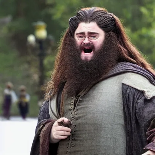 Prompt: Daniel Radcliffe as Hagrid