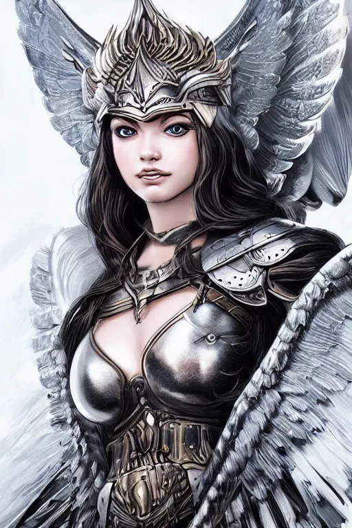 Prompt: a highly detailed beautiful portrait or a valkyrie in the style of artgerm.