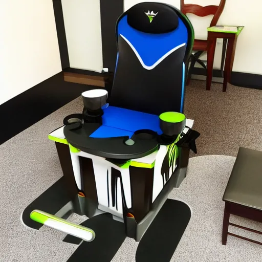 Image similar to combination of gaming chair and toilet