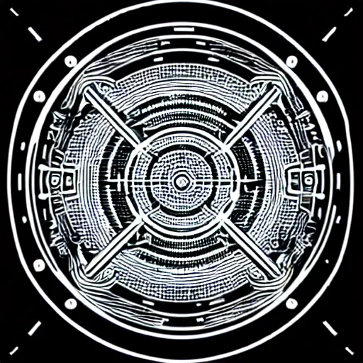 Image similar to black and white sci fi luxury themed svg vector art panel for cnc plasma, laser, stencil, unique art deco hole through circuit design