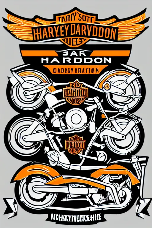 Image similar to Harley Davidson motorbike , sticker, colorful, illustration, highly detailed, simple, smooth and clean vector curves, no jagged lines, vector art, smooth