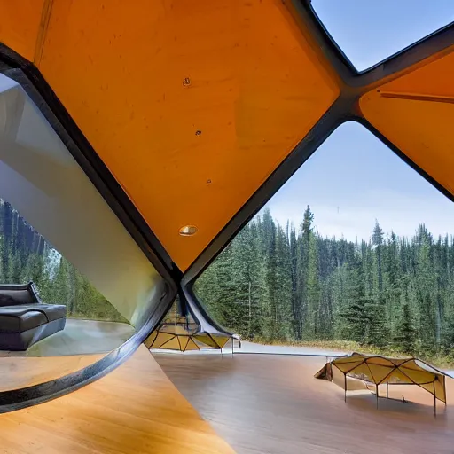 Prompt: large futuristic modern geodesic dome residence, washington state