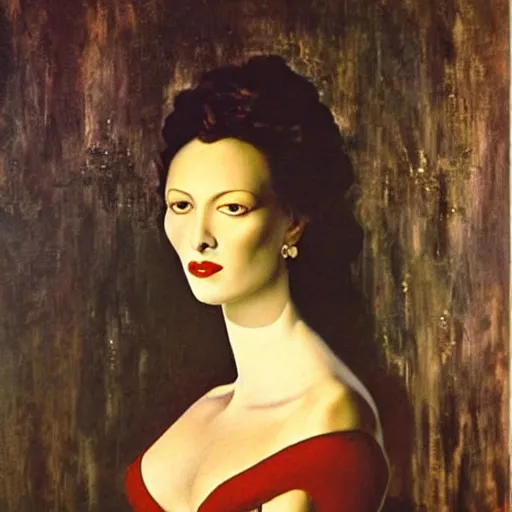 Prompt: portrait of a beautiful woman, oil painting by Dali