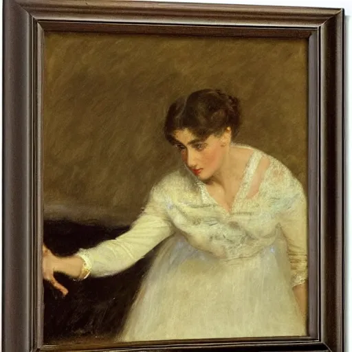 Image similar to actress rehearsing an action scene by alfred stevens