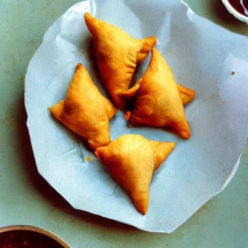 Prompt: Samosa in the shape of a football, 8k 35mm film look