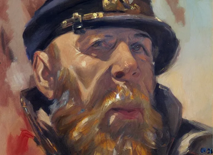 Image similar to a highly detailed beautiful portrait of captain israel, by gregory manchess, james gurney, james jean