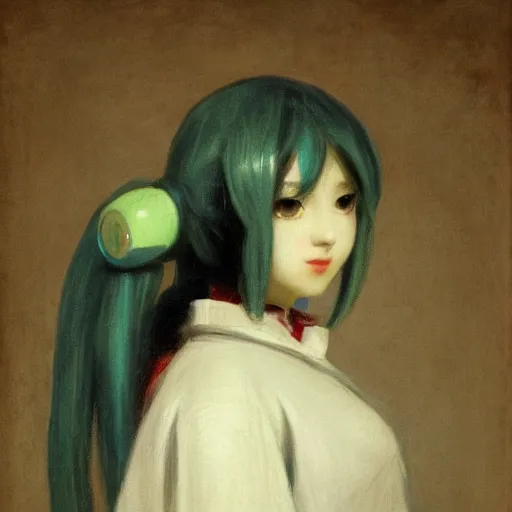 Prompt: Hatsune Miku by Camille Corot