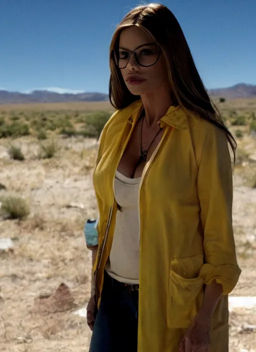 Prompt: film still of sofia vergara as walter white in breaking bad, 4k.