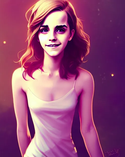 Image similar to beautiful full body Emma Watson smiling, art by lois van baarle and loish and ross tran and rossdraws and sam yang and samdoesarts and artgerm, digital art, highly detailed, intricate, sharp focus, Trending on Artstation HQ, deviantart, unreal engine 5, 4K UHD image