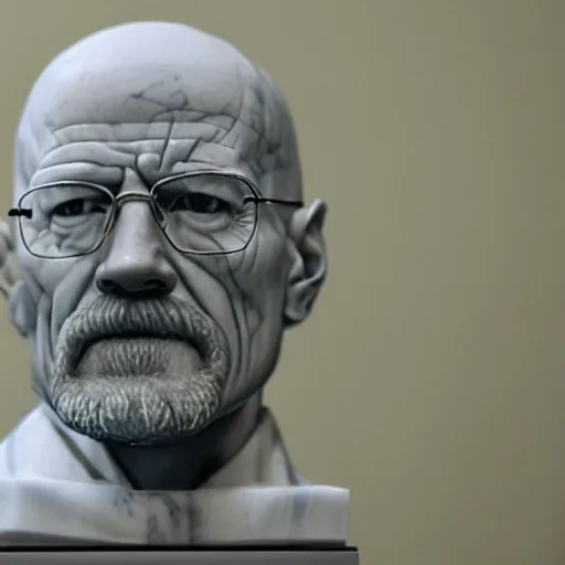 Image similar to a marble sculpture of walter white by michelangelo