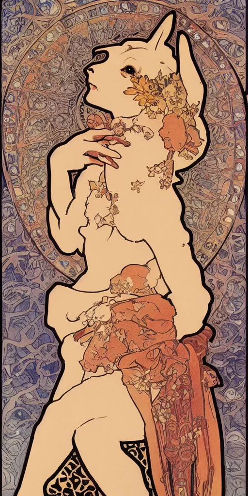 Image similar to a rabbit on a poster by mucha