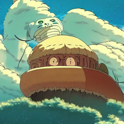 Prompt: spirited away creature in studio ghibli art, peace atmopshere, wonderful scene, 8k, smooth, detailed with high quality, night, anime,