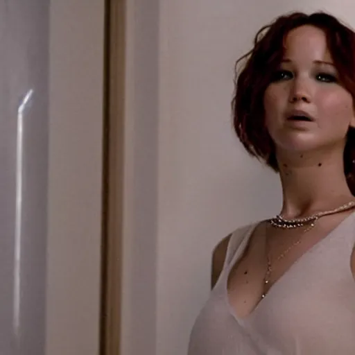 Prompt: still of Jennifer Lawrence as Marion in remake of movie Requiem for A Dream (2029)