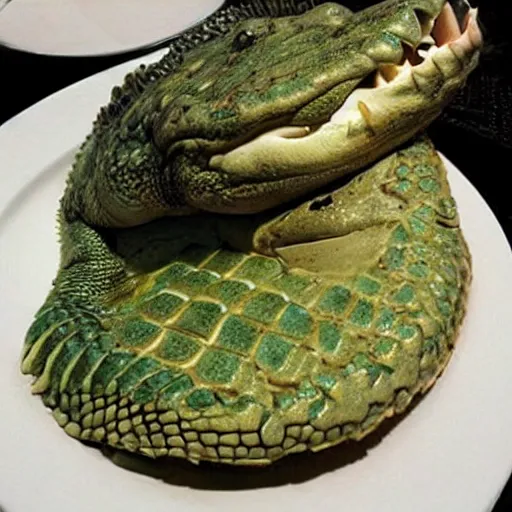 Image similar to !!! crocodile flattened!!! into ( ( ( pancake ) ) )