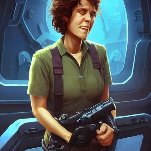 Image similar to ellen ripley from alien, game design fanart by concept artist gervasio canda, behance hd by jesper ejsing, by rhads, makoto shinkai and lois van baarle, ilya kuvshinov