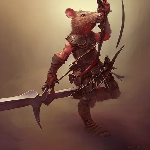 Image similar to rat warrior with a crossbow by Stanley Artgerm Lau, WLOP, Rossdraws, James Jean, Andrei Riabovitchev, Marc Simonetti, tranding on artstation