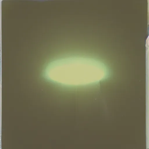 Image similar to photo of a ufo flying over a first at night, grainy photo, old polaroid,