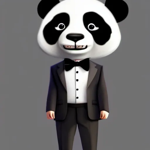 Image similar to a panda, dressed in a suit, elegant, highly detailed, digital painting, artstation, concept art, smooth, sharp focus, illustration, 8 k