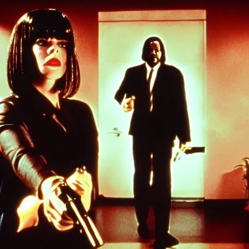 Prompt: movie scene of pulp fiction