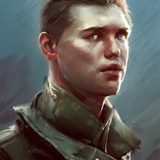 Image similar to valery sablin the forgotten hero, colourised, face portrait, epic, military art, fantasy, dieselpunk, hd shot, digital portrait, beautiful, artstation, comic style, by artgerm, guy denning, jakub rozalski, magali villeneuve and charlie bowater