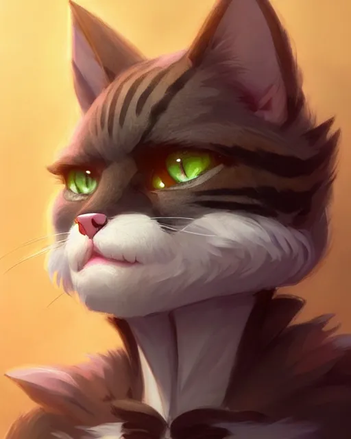 Image similar to character concept art of an anthropomorphic furry cat | | cute - fine - face, pretty face, key visual, realistic shaded perfect face, fine details by stanley artgerm lau, wlop, rossdraws, james jean, andrei riabovitchev, marc simonetti, and sakimichan, trending on artstation