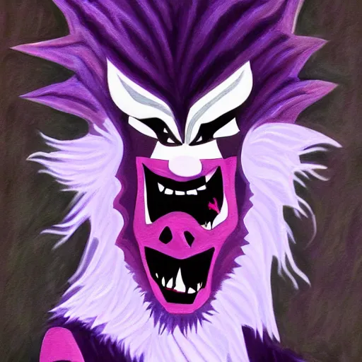 Image similar to a painting of prince as a werewolf boogie monster in the style of the warriors