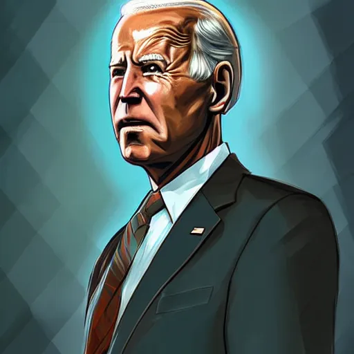Image similar to a disco elysium portrait of sad Biden, highly detailed