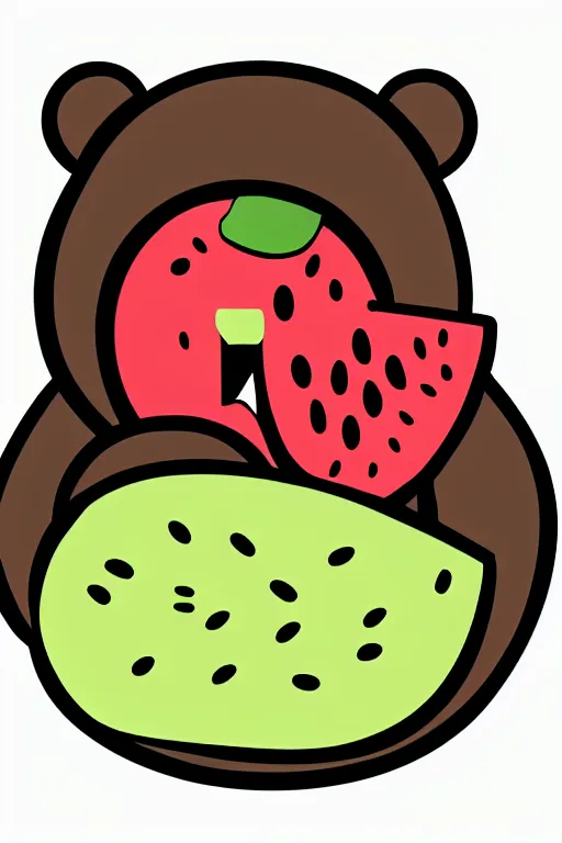 Image similar to Bear eating a watermelon, sticker, colorful, illustration, highly detailed, simple, smooth and clean vector curves, no jagged lines, vector art, smooth