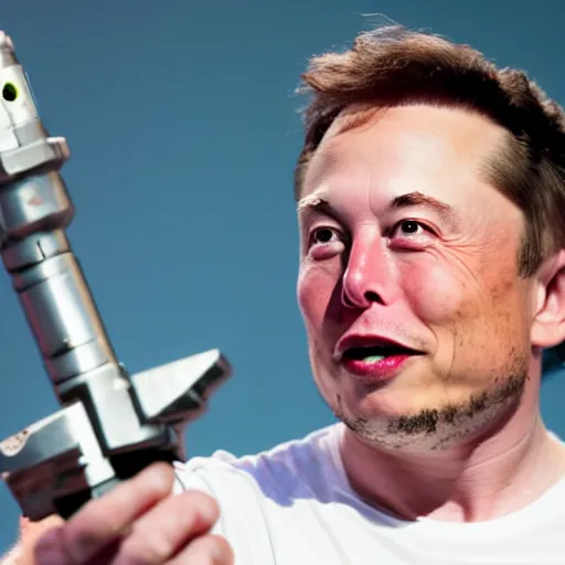 Prompt: elon musk holding the power of grayskull, 8 k uhd