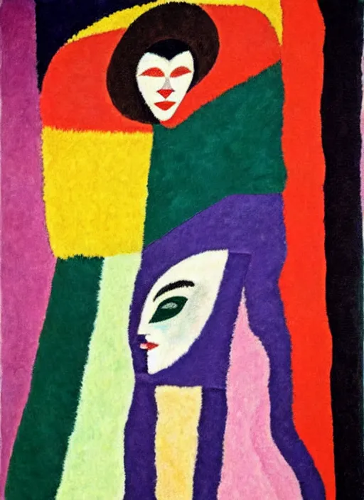 Prompt: a woman enshrouded in a soft colorful fuzzy feeling of dreams and memories by sonia delaunay, art by mary herbert, art by victor brauner, cinematic