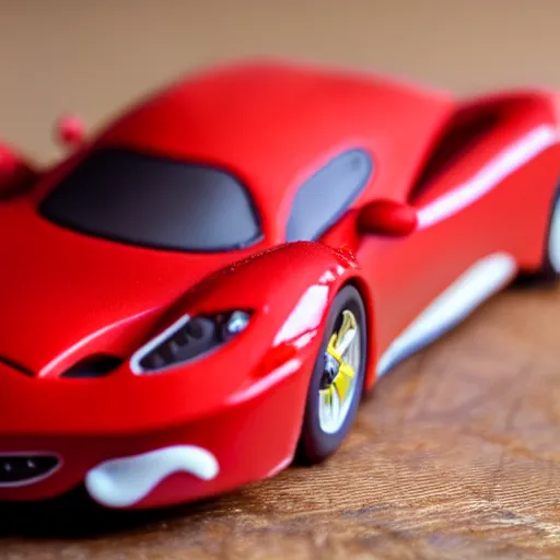 Image similar to a gingerbread ferrari, food photography, car photography