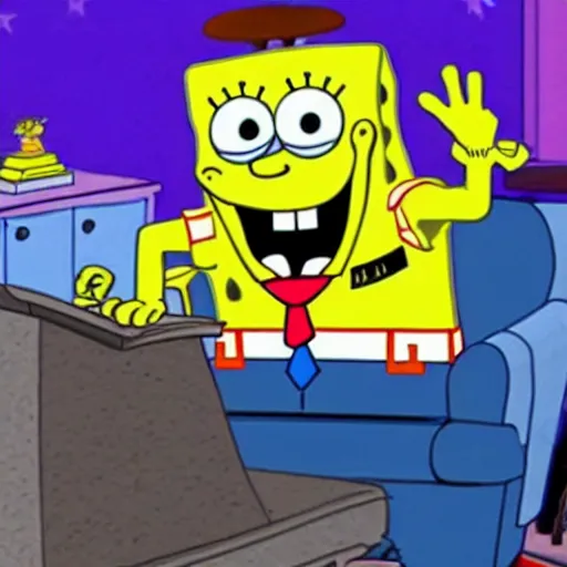 Image similar to photo of spongebob becoming president of the united states,